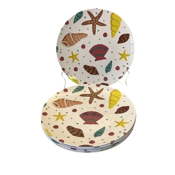 Temptations By Tara Melamine Seashells Tailgate Summer Beach Party Six Piece Set - Picture 2 of 8